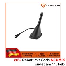 Auto KFZ Kurz Stab Dach Antenne + Raku 2 Sockel Universal SET mit Verstärker