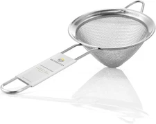 Homestia 3.3" Fine Mesh Strainer for Kitchen, 304 Stainless Steel 1PC, Silver 