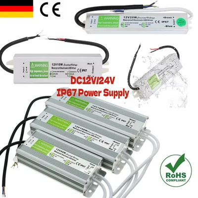 Wasserdicht DC 12V/24V LED Treiber Netzteil Trafo IP67 240V für LED Streifen - Bild 1 von 4