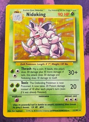 Pokemon: Base Set: Holofoil Nidoking: Moderately Played Condition