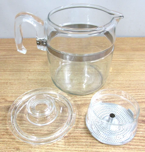 PYREX Flameware Glass 7759-B Percolator Coffee Pot 9 Cup W Lid / Basket /No Stem