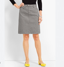 Talbots Denim Black White Gingham Plaid Pencil Skirt Classic Preppy Size 6