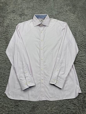 Hickey Freeman Shirt Men Medium Pink Knit Cutaway Career Casual Button Up Preppy