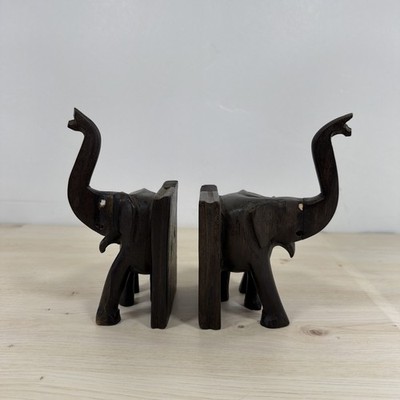 Antike viktorianische handgeschnitzte Ebenholz Elefant Buchstützen Buchstützen Display