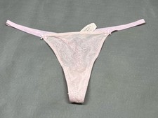 VINTAGE VICTORIA'S SECRET SILKY SATIN SMOOTH O/S LIGHT PINK V STRING THONG PANTY