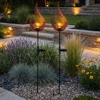 2Er Set Led AußEn Solar Dekoleuchte Gartenlampe Solarlampe Stecklampe H 90 Cm