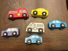 Melissa Doug 6 Wooden Vehicles Emt Ambulance Fire Truck Colorful