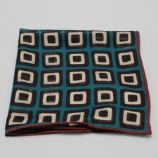 Seaward  Stearn NWOT Wool / Silk Blend Pocket Square In Blue / Black / Cream