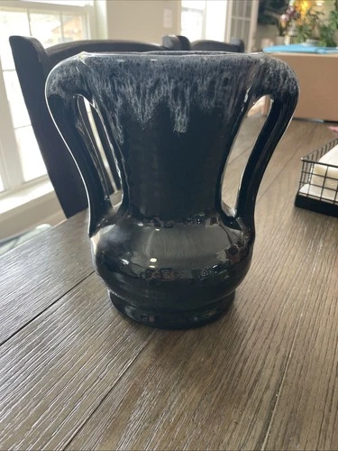 Van Briggle Pottery Colorado Springs 2 Handle vase  Black Blue Glaze