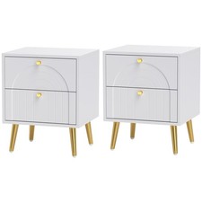 HOMCOM 2-Piece Bedside Tables Set with 2 Drawers for Bedroom, White