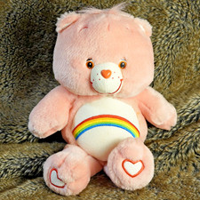 Vintage 2002 Pink Care Bears Cheer Bear Stuffed Animal Plush Toy 12" Cute Clean