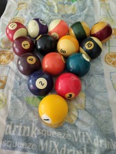Vintage Bakelite Pool Balls Set of 15 Swirl Color Billiards Pre1960s No Cue Ball