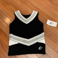 Chasse Blaze Shell Cheer Top black youth Extra Small YXS Black White Silver Omni