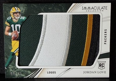 2020 Immaculate Collection Jordan Love LOGOS 3-Color Patch /25 RC PACKERS   