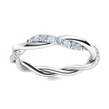 Natural Aquamarine 925 Silver Engagement Promise Eternity Statement Ring