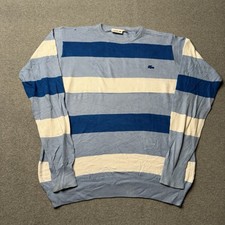 Lacoste Sweater Mens Medium Blue Cotton Knit Crewneck Preppy Casual Adult