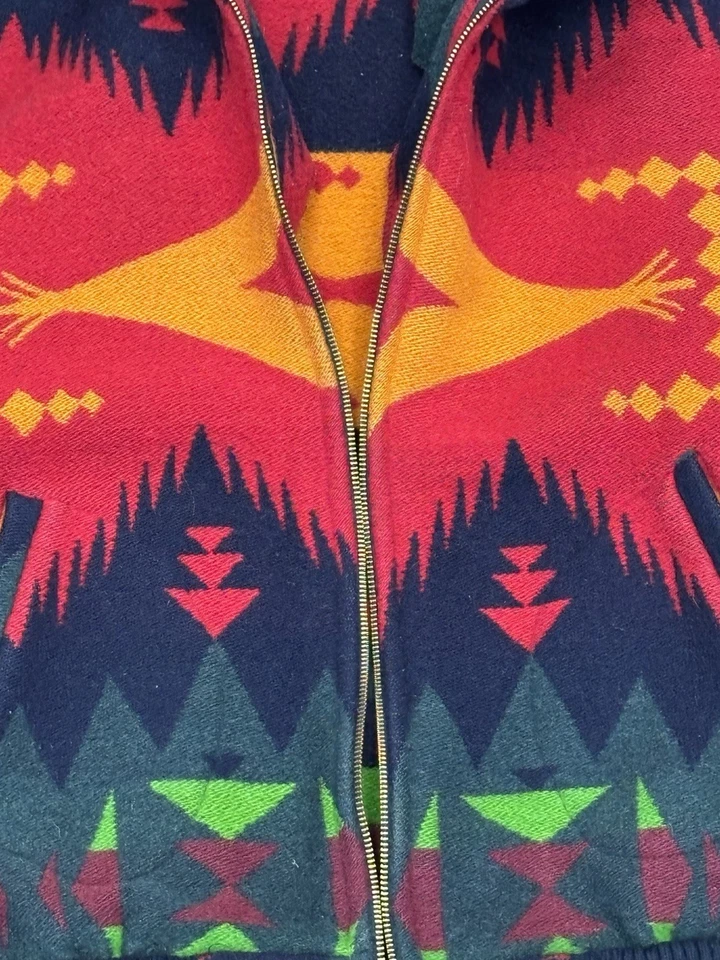 Chaqueta Bomber Aztek Vintage Años 80 Cremallera Completa Mezcla Lana Talla Multi Navajo mediano Foto 3 de 4
