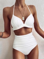 Triangle Bikinis 2026 Women Push Up Swimsuit Solid Sexy High Waist Swimwear Fema