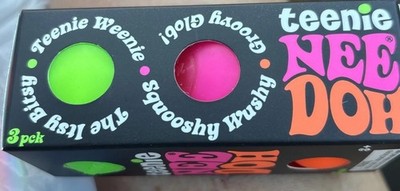 Teenie NeeDoh Funky Pups 3 Pack, Nee Doh Mini Dogs Three Pak, PINK GREEN ORANGE