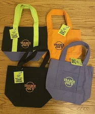 NWT Trader Joes Mini Canvas Tote Bag Set of 4 Halloween LIMITED