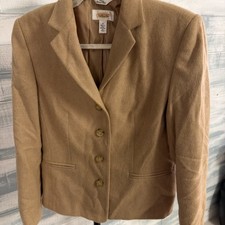 Talbots Pure Camel Hair Blazer Size 4 Made in Italy Tan Wool Jacket