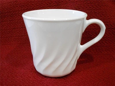 🍂 New CORELLE Corning ENHANCEMENTS Swirl 9-oz CUP Vitrelle White Glass Mug