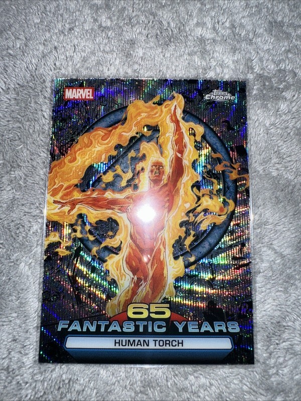 2026 Topps Chrome Marvel Human Torch 65 Fantastic Years Wave Refractor