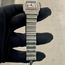 CARTIER SANTOS GALBEE LARGE ICED-OUT YELLOW GOLD STAINLESS STEEL ref: 187901 5