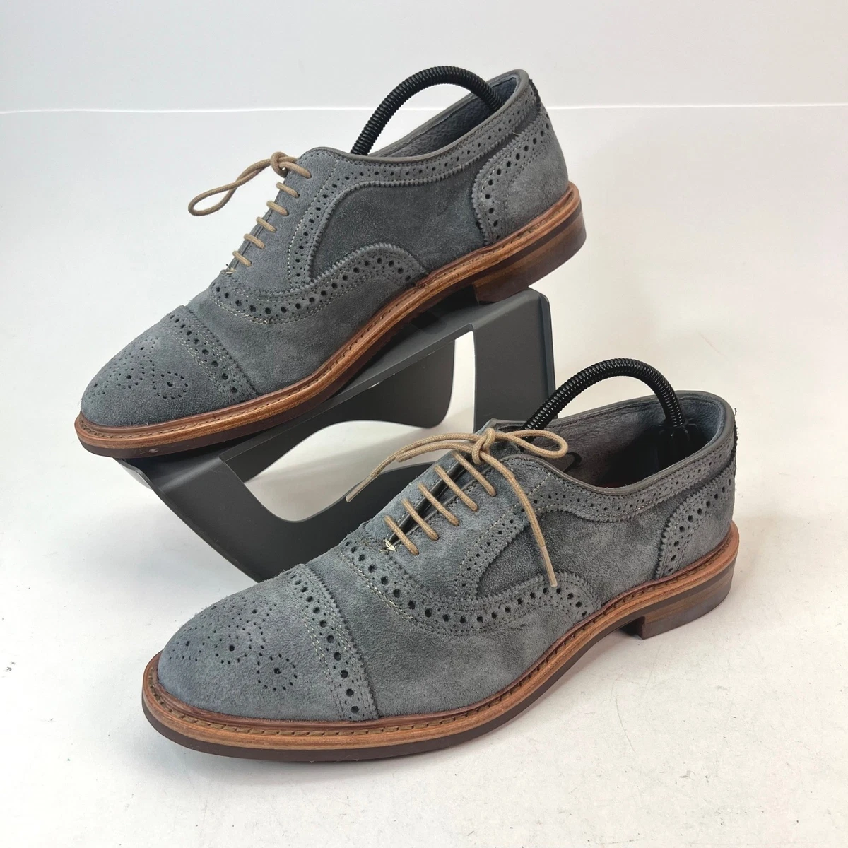 Allen Edmonds 3985 Denton Gray Suede Split Toe Oxfords Dress Shoes 10D Allen Edmonds Gray Dress Shoes for Men with Upper Leather  main image 4