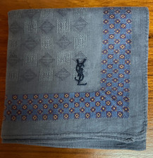 MEN HANDKERCHIEF COTTON POCKET SQUARE 18" CLASSIC ART GEOMETRICS BLUE PLAIN VTG