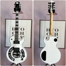 Factory Wylde Audio Black Label Society White with Human Skeleton Solid Body