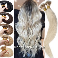 CLEARANCE 100 Human Remy Hair Extensions Nano Ring Tip Beads Weft 1G/S THICK US