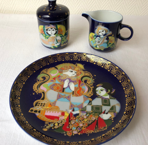Milchkännchen,Zuckerdose, 1 Teller, Rosenthal Studio-linie, Björn Wiinblad,Aladi