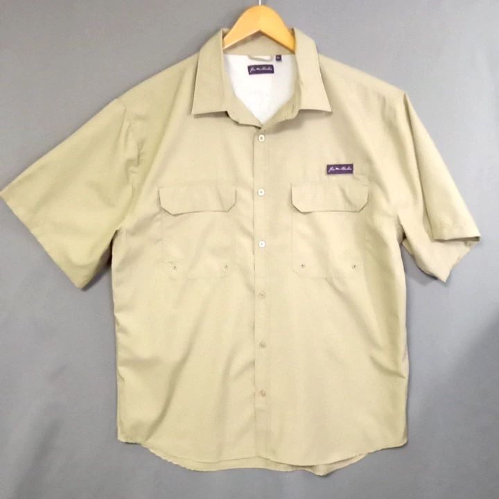 Joe Marlin Men's XL, 48" Chest, Tan Button Up Vented Fishing Shirt