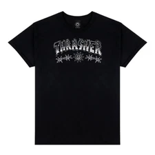 Thrasher Magazine BARBED WIRE Skateboard T Shirt BLACK