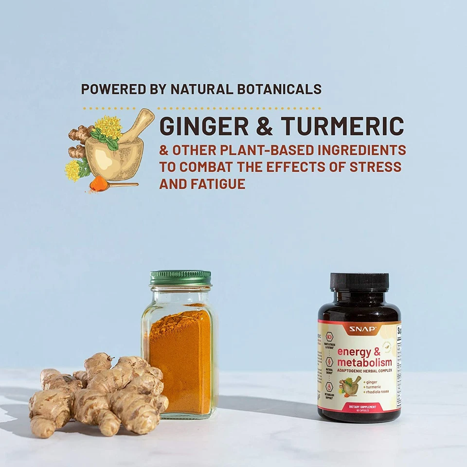 Energy Metabolism Natural Booster with Turmeric & Ginger Stress Relief Fatigue - Image 3 of 4