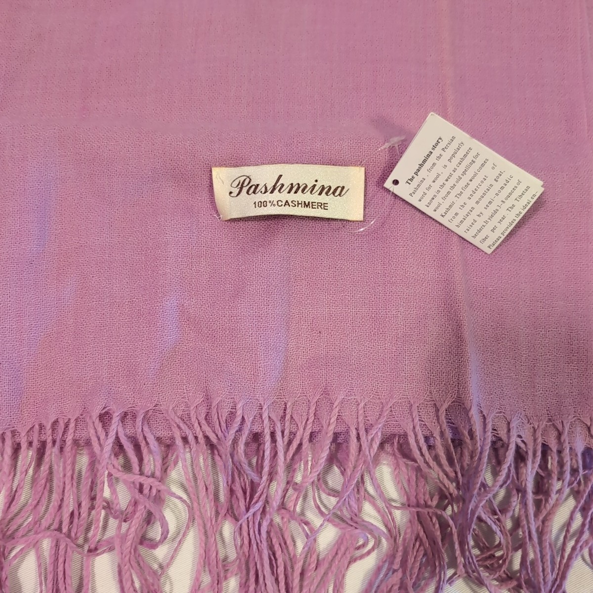 100% Cashmere Pashmina Brand Scarf Shawl Wrap Purple 64x24