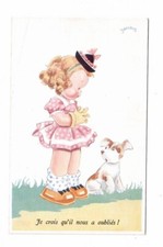 17511 - Janser Kunst * Karrikatur * Mädchen mit Hund * Spruch