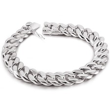 925 Sterling Silver 13.5mm Cuban Chain Bracelet Lenght 7.5"-10" for Men Women