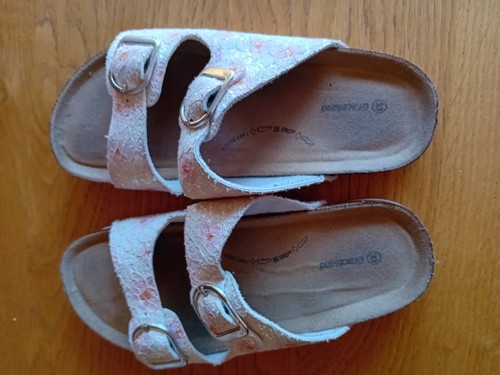 Hausschuhe, Pantoletten, Graceland, Gr 33 weiß rosa Glitzer, verstellbar - Bild 5 von 6