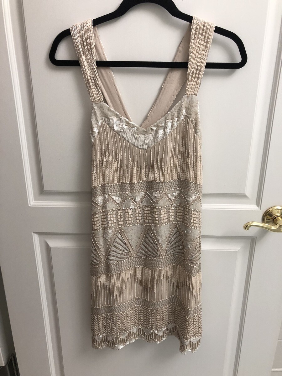 French Connection Cream Sequin Mini Cocktail Dress - Paid $350 | eBay