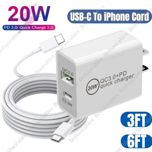 Dual Port Fast Charger PD 20W USB C QC Power Adapter For iPhone 14/13/12/11 Lot - Picture 15 of 17