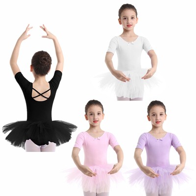 DE Ballettkleid Mädchen Ballettanzug Tanzkleid mit Tutu Rock Gymnastik Tanzanzug
