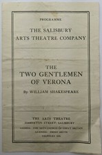 The Salisbury Arts Theatre Company, "Two Gentlemen Of Verona" Programme, 1940's
