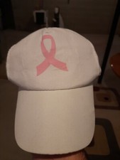 Breast Cancer Awareness Pink White Hat Adjustable Strap Baseball Cap