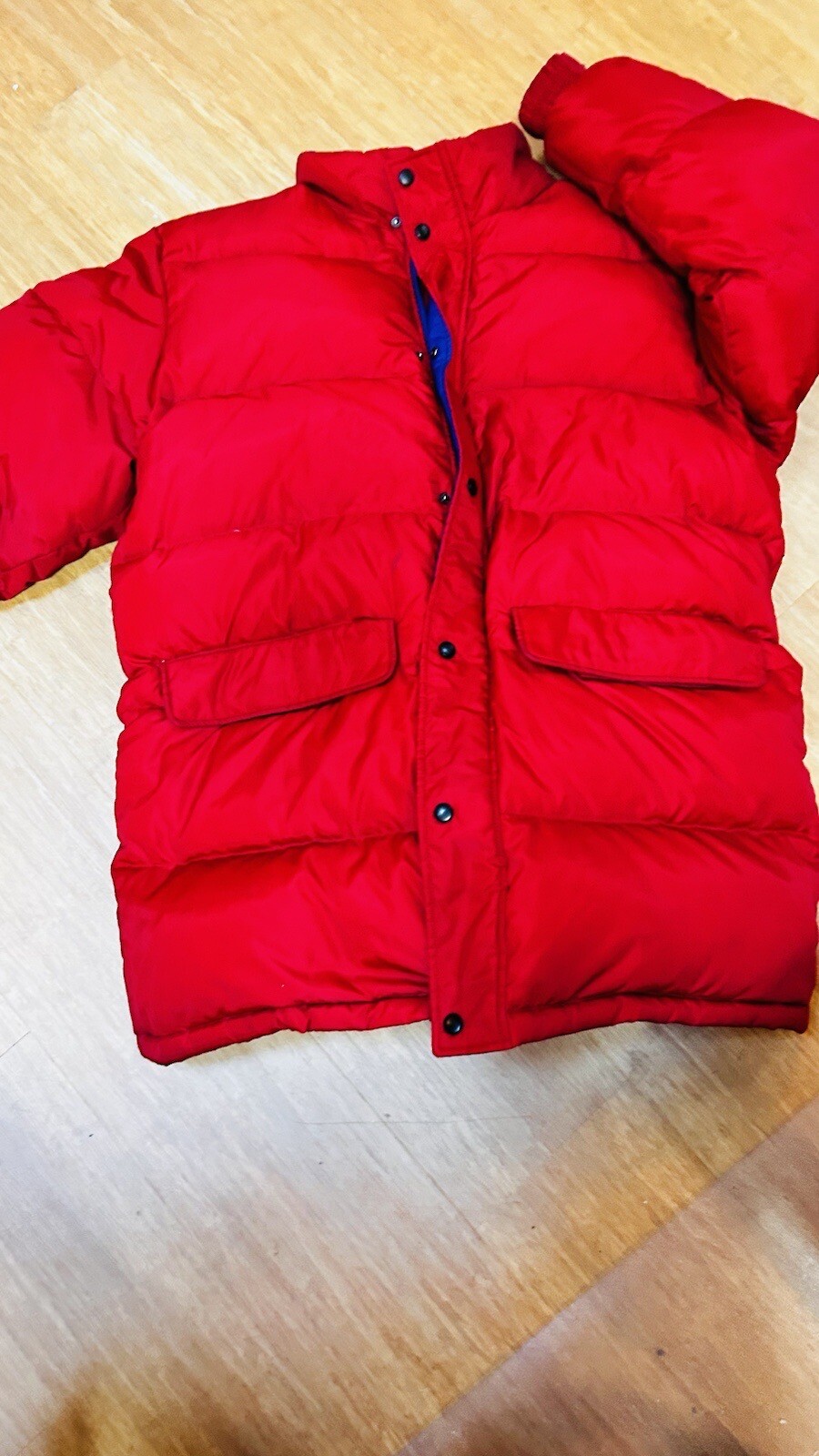 Lands End Goose Down Puffer Parka Coat Jacket Womens LARGE Red Blue eBay