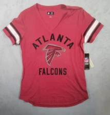 Atlanta Falcons G-III Women's Large Red V-Neck T-Shirt Embellished Bling