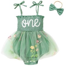 Baby Girl 1st Birthday Clothes One Year Old Tulle Romper Sleeveless Bodysuit ...