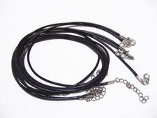 5pz collana girocollo 2mm filo in poliestere cerato 50cm+5cm  colore nero