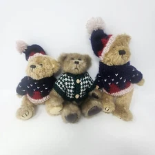 Lot of 3 Hugfun Intl Plush Jointed Bears Blue Green Red Sweater Costco 1998